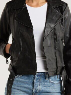 Elodie black leather jacket